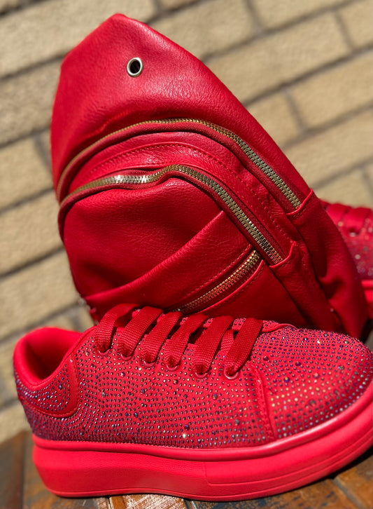 Red Bedazzled Sneaker